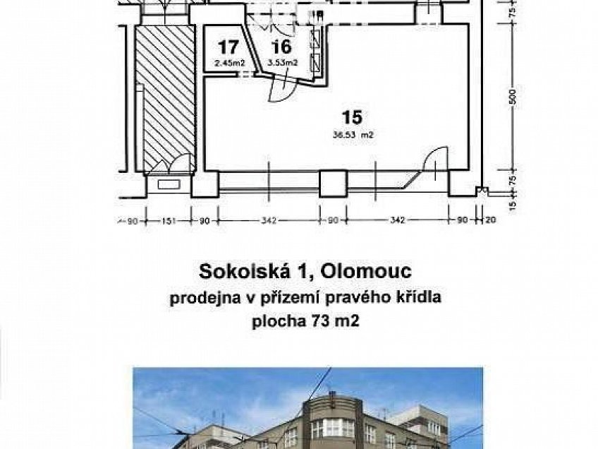 Pronájem  komerční reality 73 m^2 Sokolská, Olomouc 77900
