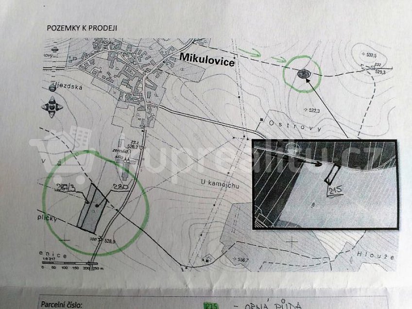Prodej  pole 1065 m^2 Mikulovice u Třebíče 