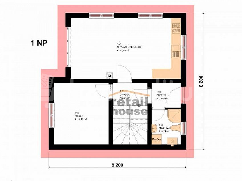 Prodej  projektu  domu na klíč 96 m^2 Chlumčany 