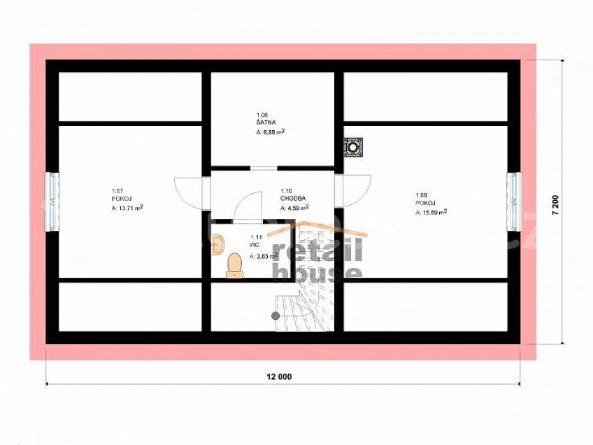 Prodej  projektu  domu na klíč 110 m^2 Holubice - Kozinec 