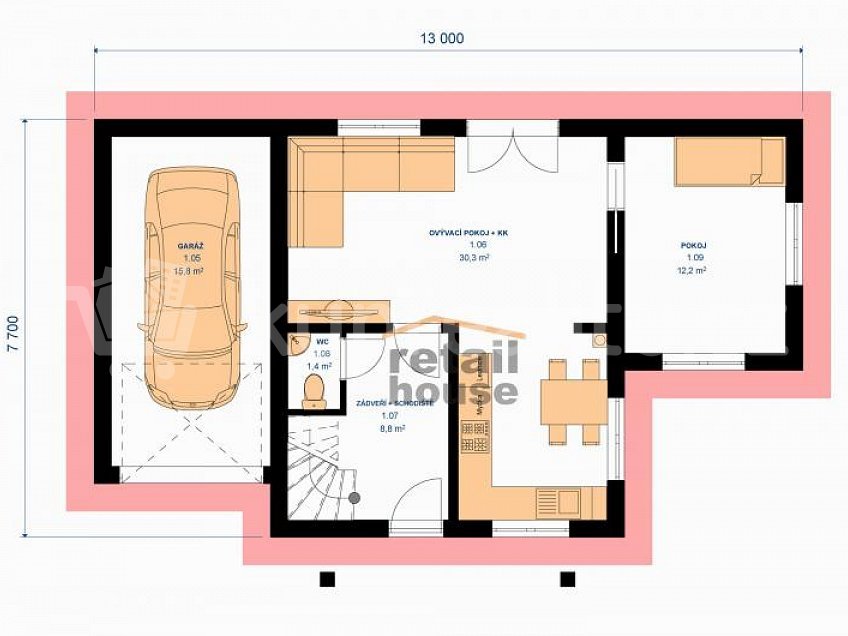 Prodej  projektu  domu na klíč 120 m^2 Doksany 