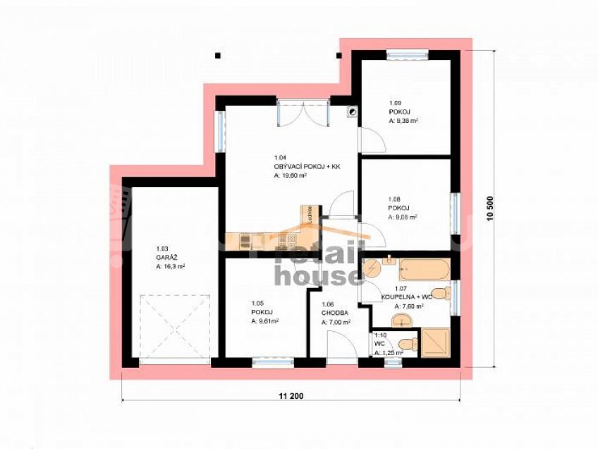 Prodej  projektu  domu na klíč 79 m^2 Nový Malín 