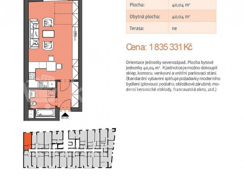 Prodej bytu 1+kk 40 m^2 Wolkerova 1, Olomouc - Nová Ulice 