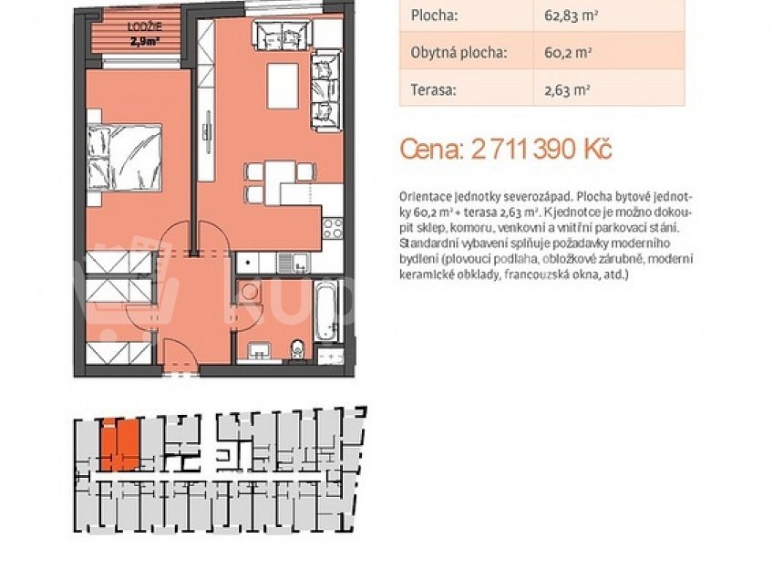 Prodej bytu 2+kk 60 m^2 Wolkerova 1, Olomouc - Nová Ulice 