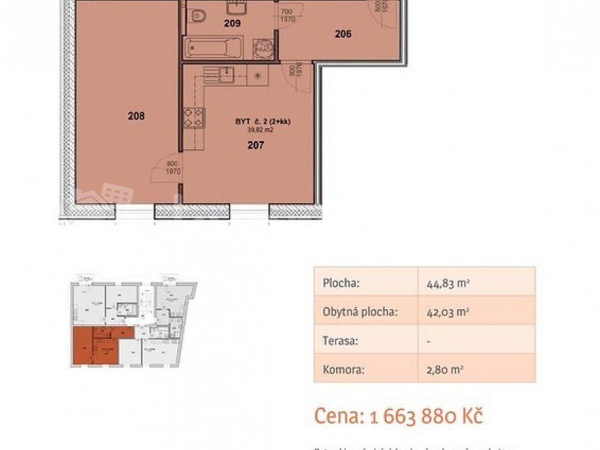 Prodej bytu 2+kk 45 m^2 Kostelecká 1, Prostějov 