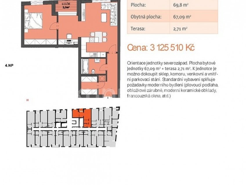 Prodej bytu 2+kk 67 m^2 Wolkerova 1, Olomouc - Nová Ulice 
