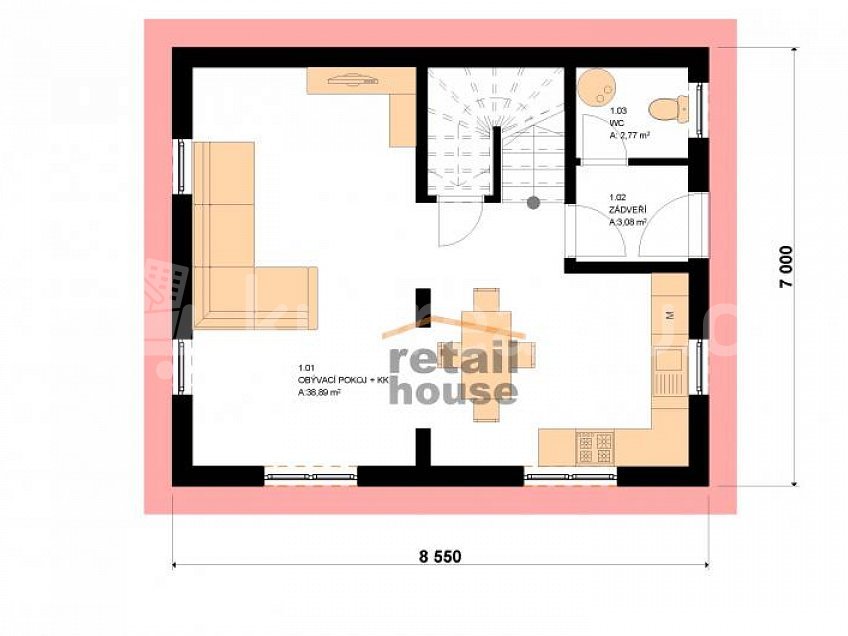 Prodej  projektu  domu na klíč 97 m^2 Nový Malín 