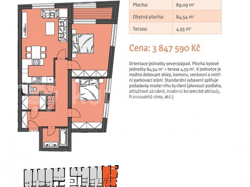 Prodej bytu 3+kk 85 m^2 Wolkerova 1, Olomouc 