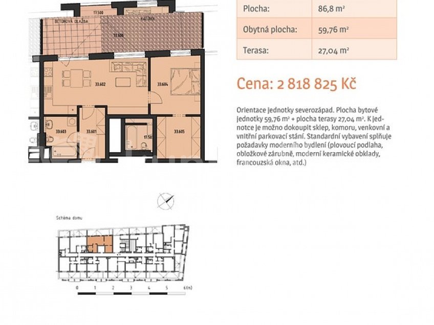 Prodej bytu 2+kk 59 m^2 Wolkerova 1, Olomouc 