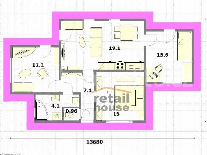 Prodej  projektu  bungalovu 73 m^2 Hrusice 