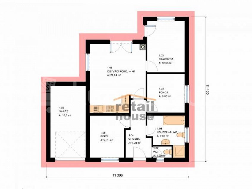 Prodej  projektu  bungalovu 85 m^2 Hlohová 