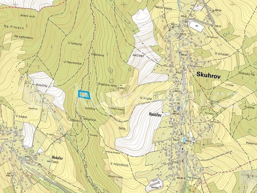 Prodej  lesa 11534 m^2 Skuhrov - Huntířov 1, Skuhrov - Huntířov 
