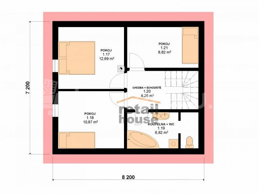 Prodej  projektu  domu na klíč 89 m^2 Rovensko pod Troskami 