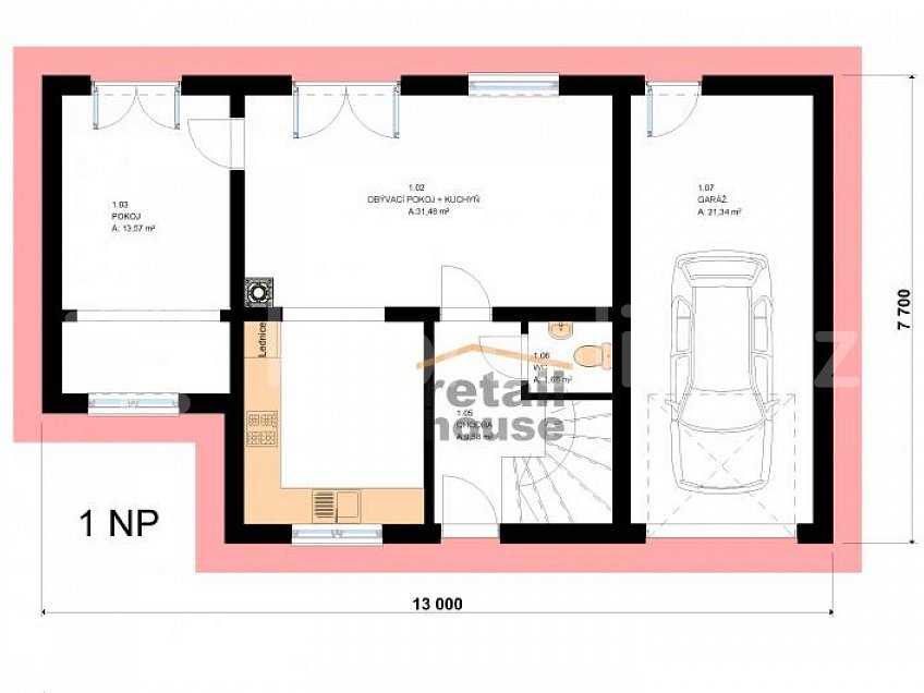 Prodej  projektu  domu na klíč 127 m^2 Daskabát 