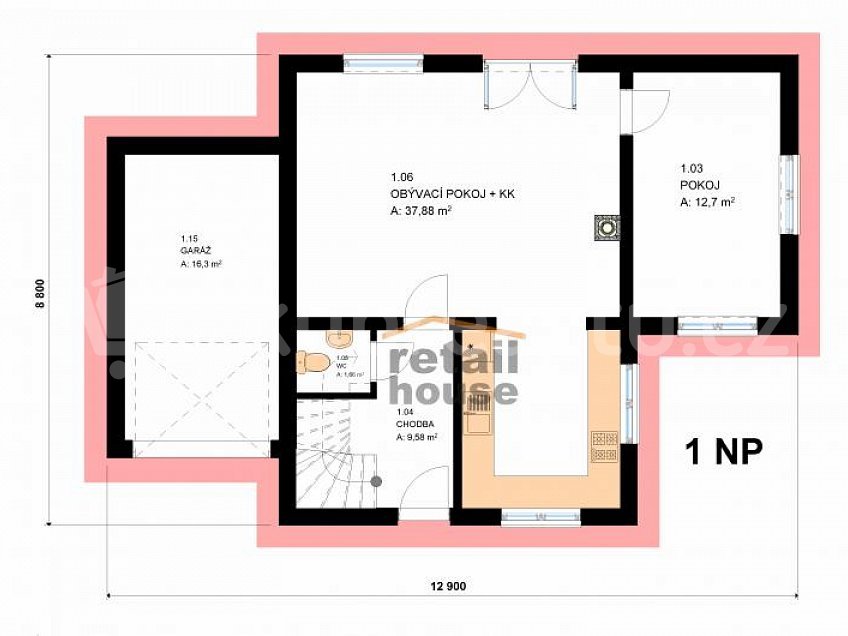 Prodej  projektu  domu na klíč 134 m^2 Horoušany 