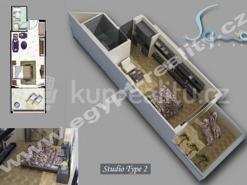 Prodej bytu 1+kk 48 m^2 Samra Bay - Malaki C, Hurghada 