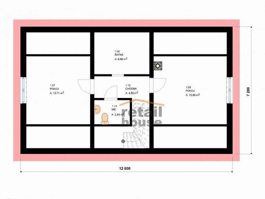 Prodej  projektu  domu na klíč 108 m^2 Rohovládova Bělá 