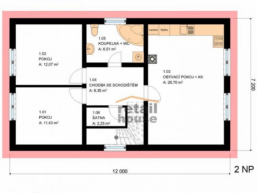 Prodej  projektu  domu na klíč 132 m^2 Postoloprty 