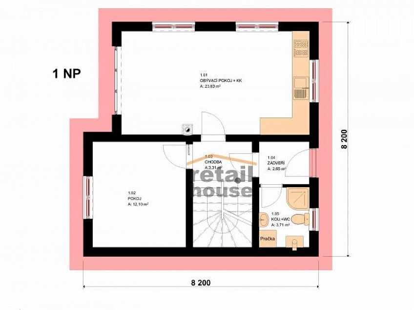 Prodej  projektu  domu na klíč 96 m^2 Ražice 