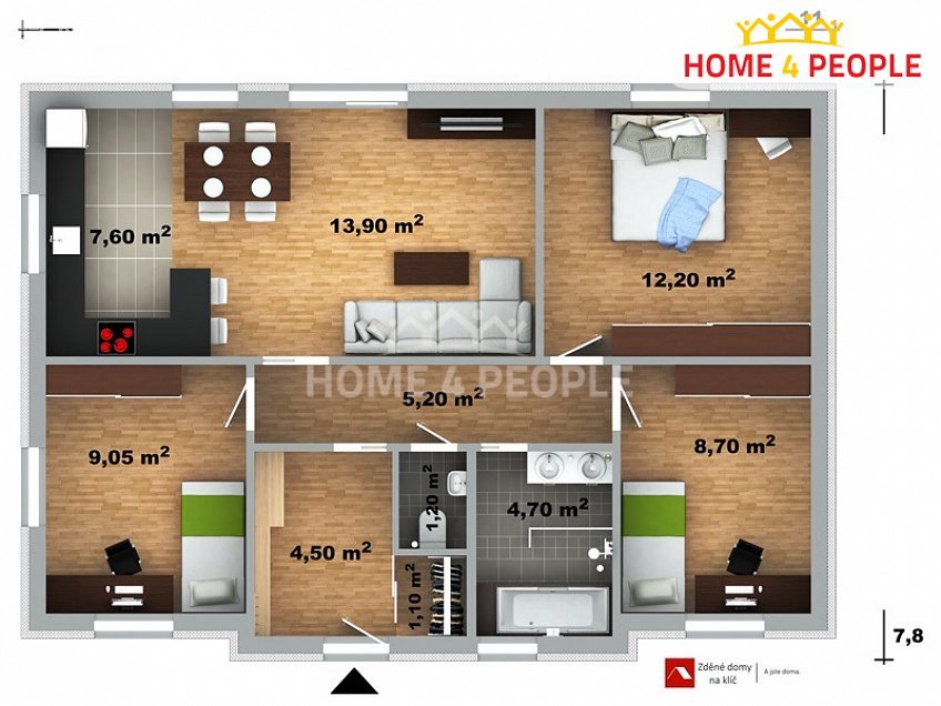 Prodej  projektu  domu na klíč 84 m^2 Uherský Brod, Uherský Brod 