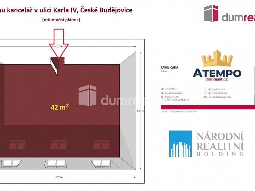 Pronájem  kanceláře 24 m^2 Karla IV., České Budějovice 