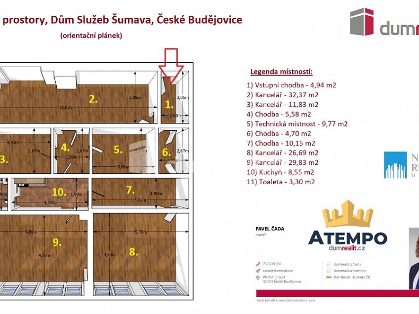 Pronájem  obchodních prostor 55 m^2 J. Opletala, České Budějovice 