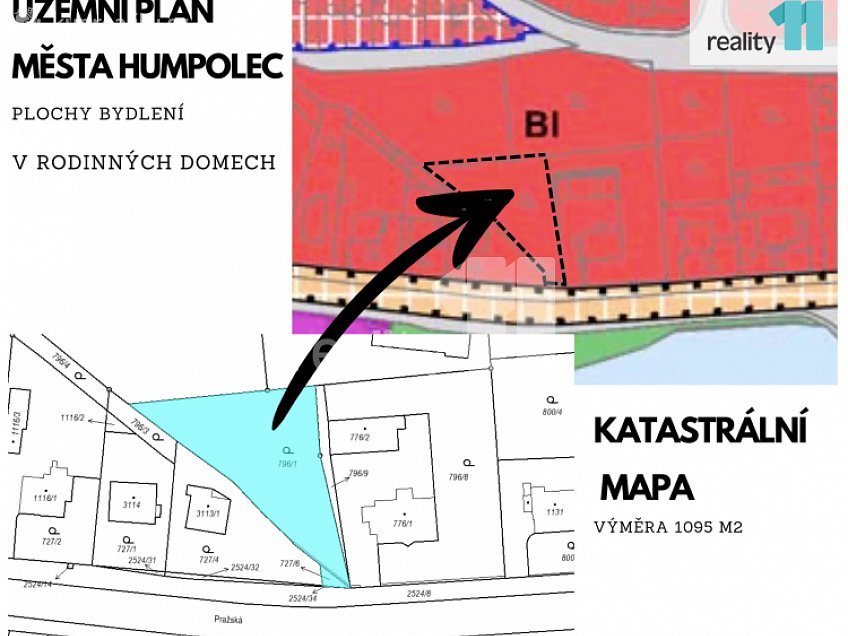 Prodej  stavebního pozemku 1096 m^2 Humpolec, Humpolec 