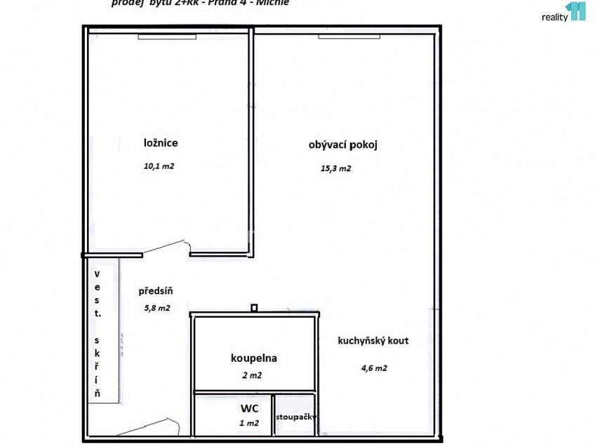 Prodej bytu 2+kk 40 m^2 Přímětická, Praha 4 