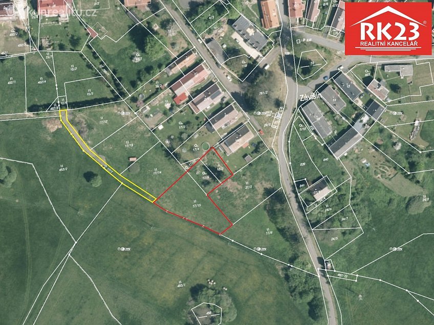 Prodej  stavebního pozemku 1793 m^2 Zádub-Závišín, Zádub-Závišín 
