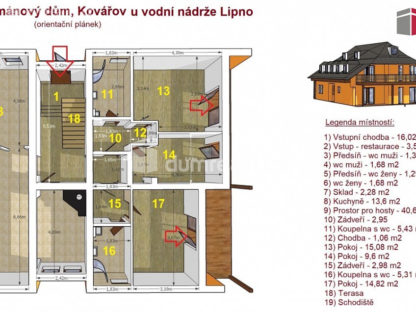 Prodej  ubytovacího zařízení 366 m^2 Frymburk, Frymburk 