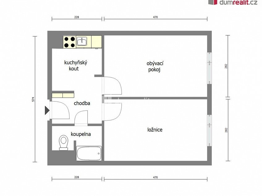 Pronájem bytu 2+kk 39 m^2 Kojetická, Neratovice 