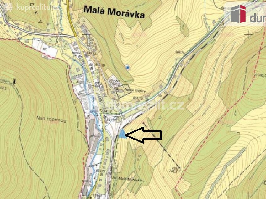 Prodej  stavebního pozemku 1718 m^2 Malá Morávka, Malá Morávka 