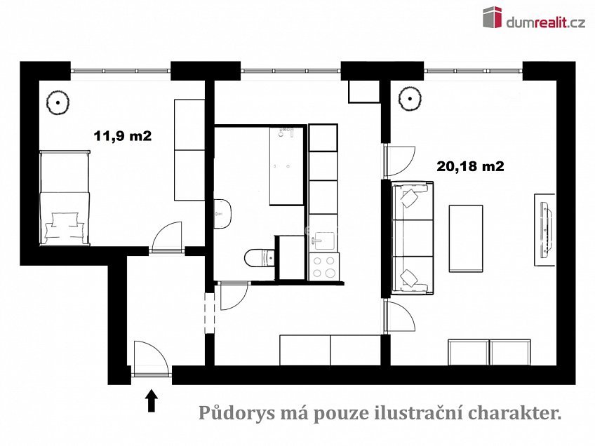 Pronájem bytu 2+1 57 m^2 Sídliště Plešivec, Český Krumlov 