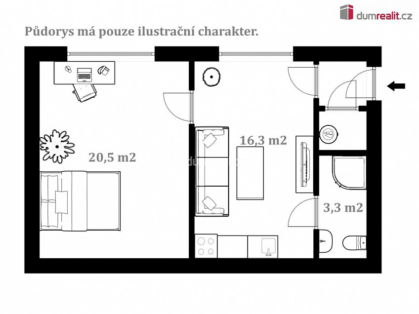 Pronájem bytu 2+kk 43 m^2 Na Sadech, České Budějovice 
