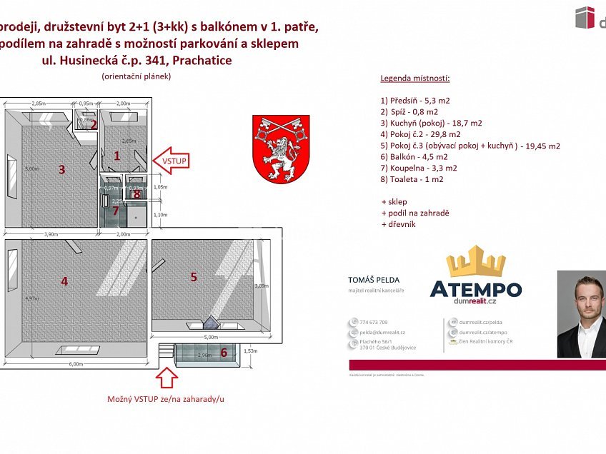 Prodej bytu atypický 83 m^2 Husinecká, Prachatice 