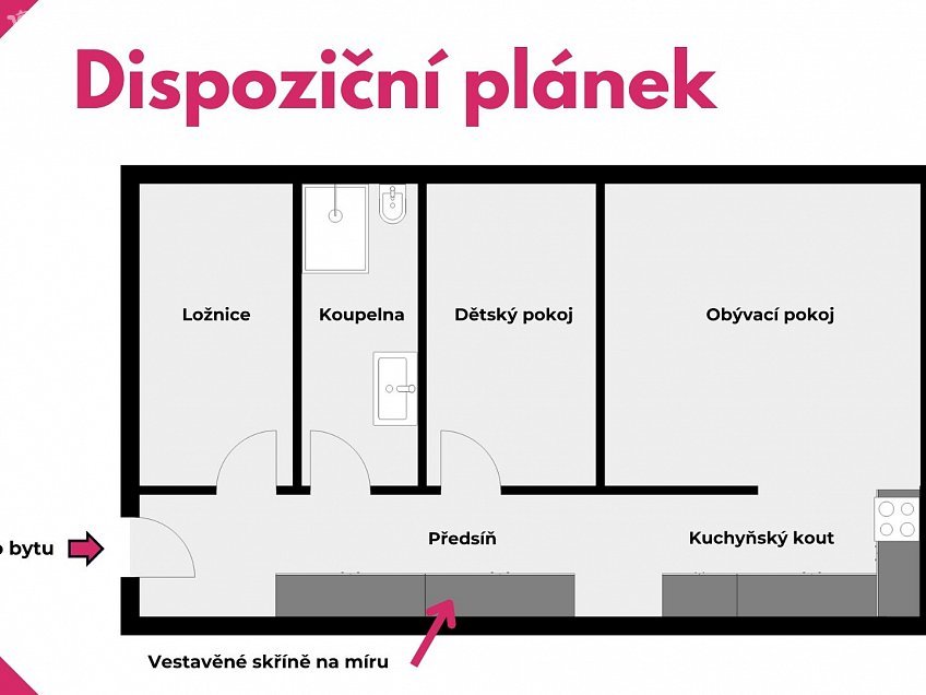 Pronájem bytu 3+kk 65 m^2 Rooseveltova, Znojmo 