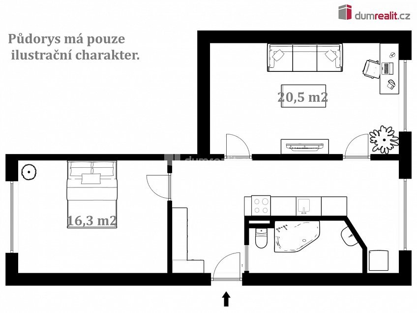 Prodej bytu 2+1 60 m^2 Na Vyhlídce, Kaplice 