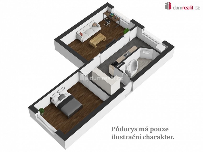 Prodej bytu 2+1 60 m^2 Na Vyhlídce, Kaplice 