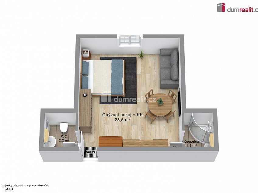 Prodej bytu 1+kk 27 m^2 Merklín, Merklín 