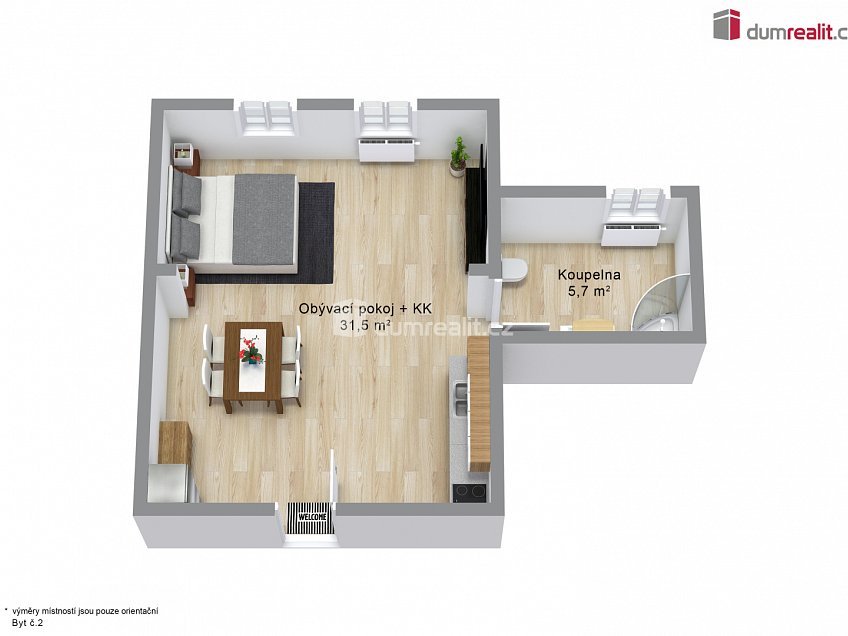 Prodej bytu 1+kk 37 m^2 Merklín, Merklín 