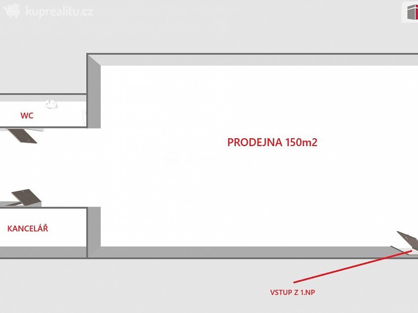 Pronájem  obchodních prostor 300 m^2 Dolní Valy, Hodonín 
