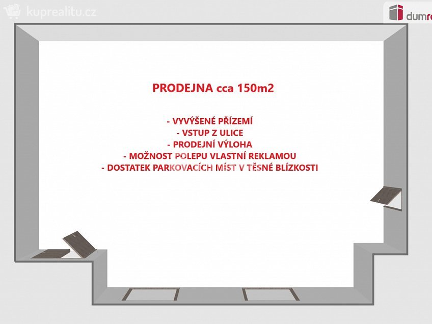 Pronájem  obchodních prostor 300 m^2 Dolní Valy, Hodonín 