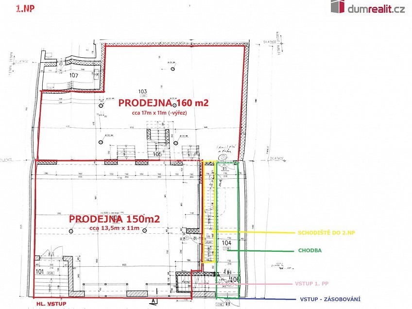 Pronájem  obchodních prostor 300 m^2 Dolní Valy, Hodonín 