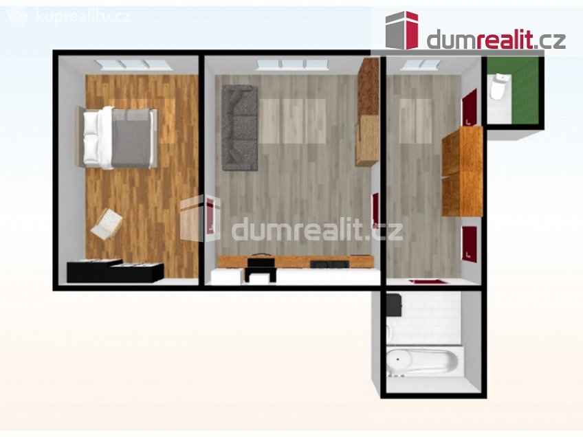 Pronájem bytu 2+kk 55 m^2 N. A. Někrasova, Praha 6 