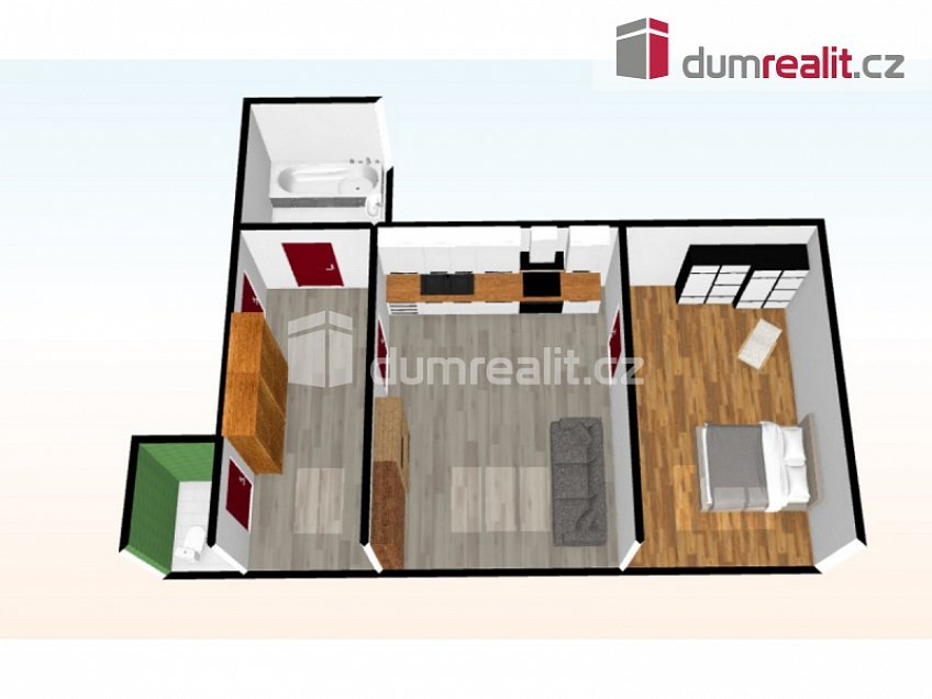 Pronájem bytu 2+kk 55 m^2 N. A. Někrasova, Praha 6 