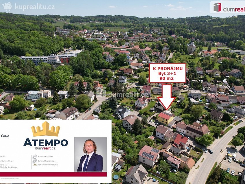 Pronájem bytu 3+1 90 m^2 Pod Lesem, Dobrá Voda u Českých Budějovic 