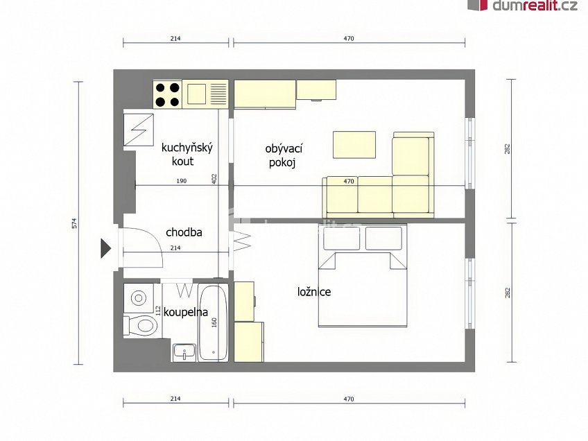 Pronájem bytu 2+kk 39 m^2 Kojetická, Neratovice 