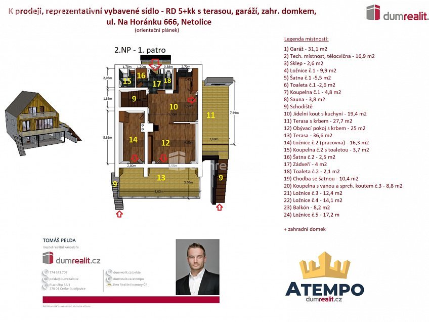 Prodej  rodinného domu 286 m^2 Na Horánku, Netolice 