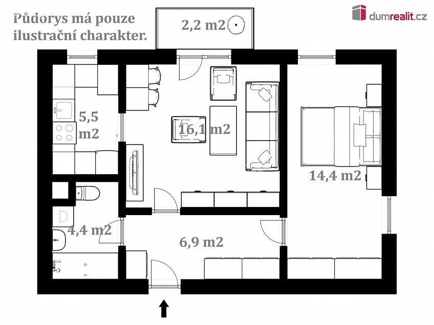 Prodej bytu 2+kk 47 m^2 Spojovací, České Budějovice 