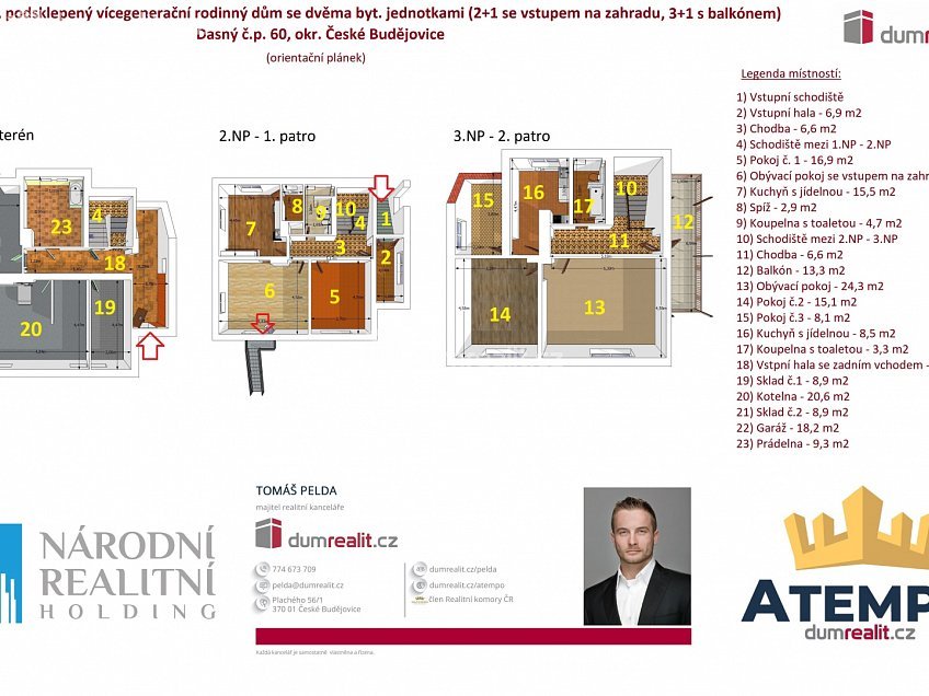 Pronájem  rodinného domu 241 m^2 Dasný, Dasný 